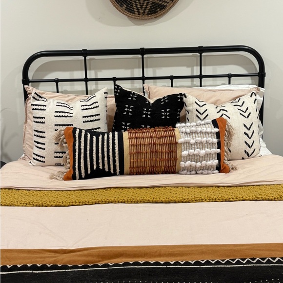 Set of 3 Black & Ivory Mudcloth Throw Pillow Covers - Picture 3 of 6